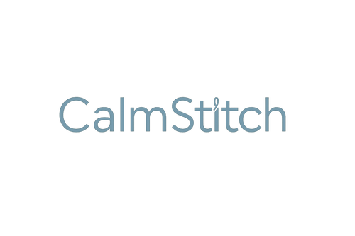 minimalistic logo with the words CalmStitch